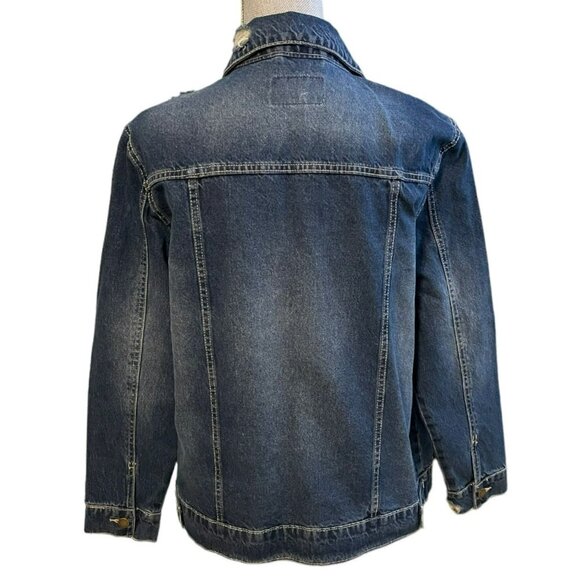 RED STAR distressed jean jacket medium blue size M  NWT - Picture 4 of 6